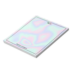 Pastel Holographic Texture Monogram Initials  Notepad