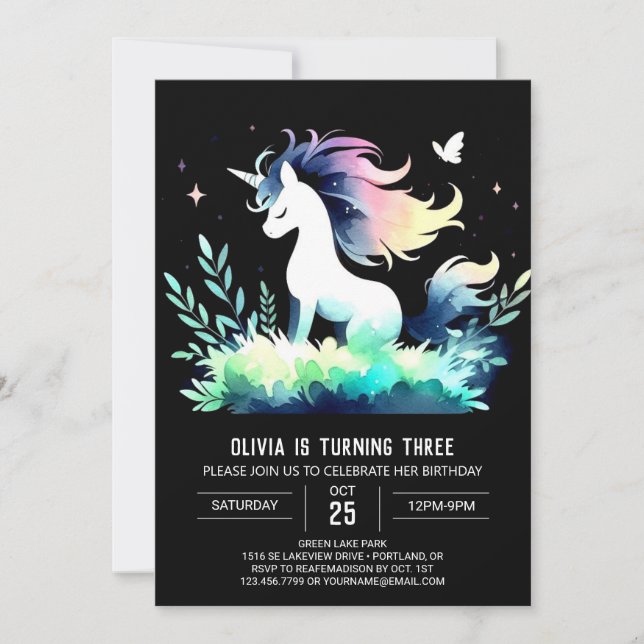 Pastel Horse Birthday Invitation (Front)