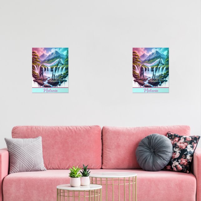 Pastel Horse Waterfall Fantasy Landscape (Livingroom)