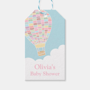 Pastel Hot Air Balloon Baby Shower Gift Tag
