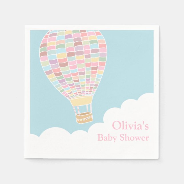 Pastel Hot Air Balloon Baby Shower Supplies Napkin (Front)