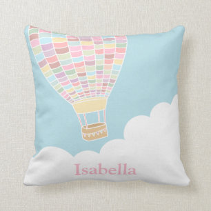 Pastel Hot Air Balloon Nursery Room Decor Pillow