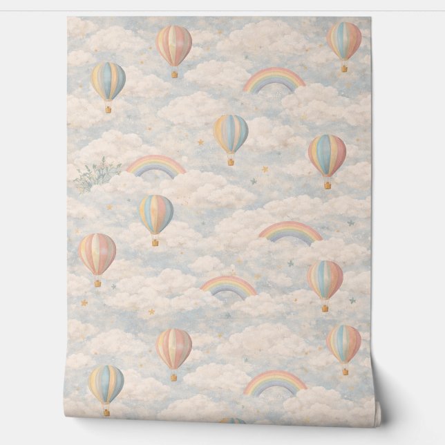 Pastel Hot Air Balloon Sky Wallpaper (Unrolling)
