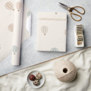Pastel Hot Air Balloons Baby Shower Wrapping Paper