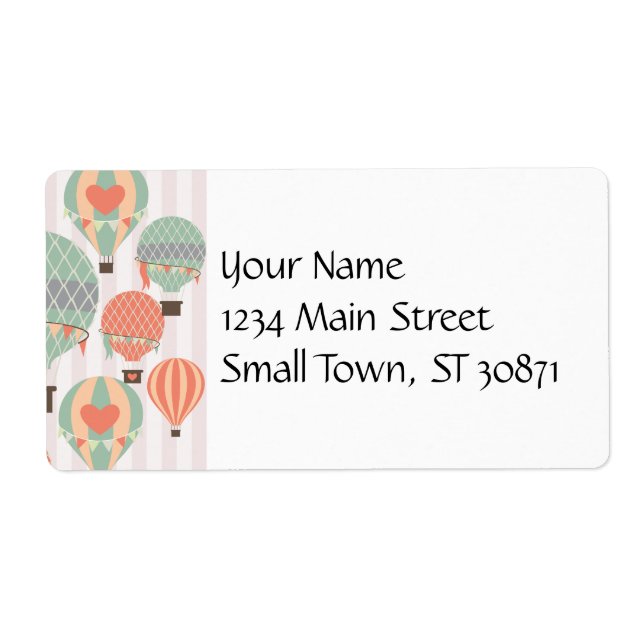 Pastel Hot Air Balloons Rising Pink Striped Sky (Front)