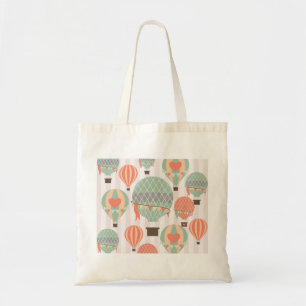 Pastel Hot Air Balloons Rising Pink Striped Sky Tote Bag