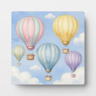 Pastel Hot Air Balloons Sky Plaque