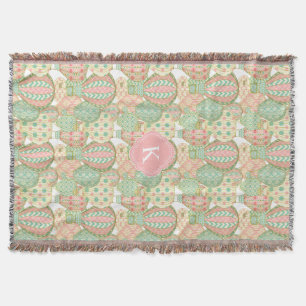 Pastel Hot Air Balloons with Monogram Throw Blanket