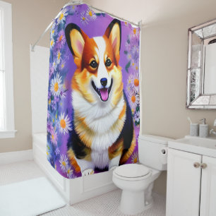 Pastel Hues Corgi  Shower Curtain