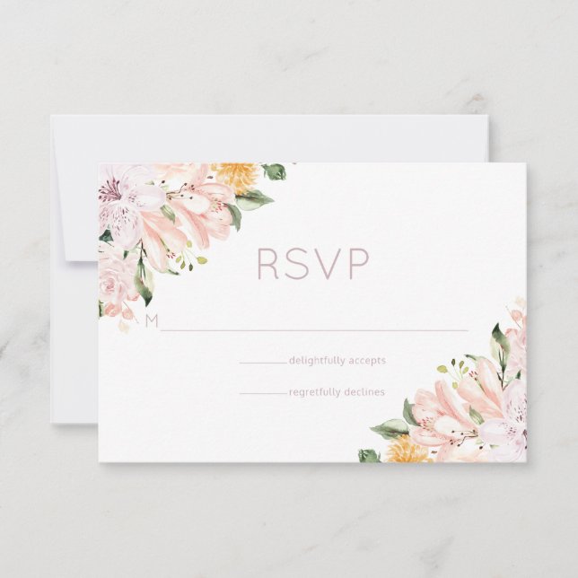 Pastel Hues Floral Wedding RSVP Card (Front)