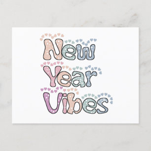 Pastel Humourous saying Happy New Year 2023 Vibes Holiday Postcard