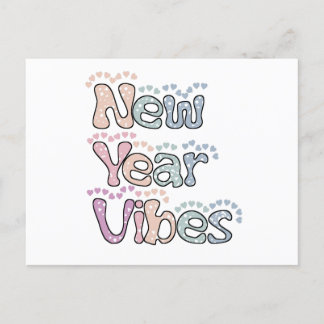 Pastel Humourous saying Happy New Year 2023 Vibes Holiday Postcard