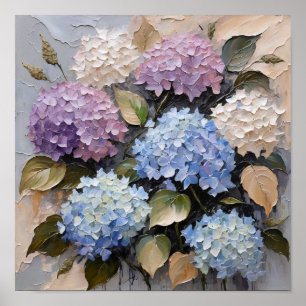 Pastel Hydrangea Bouquet – Textured Floral Poster