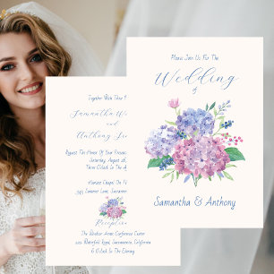 Pastel Hydrangea Flowers Wedding Invitation