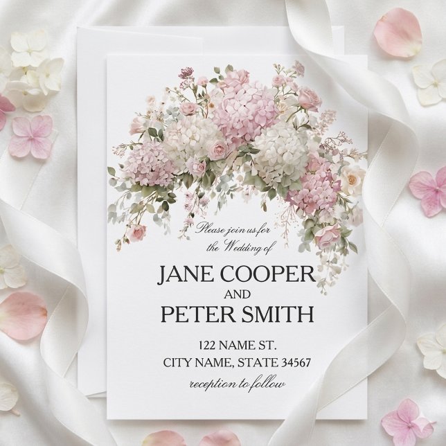 Pastel hydrangeas and roses Budget Wedding Invitation (Creator Uploaded)