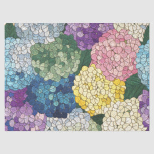 Pastel Hydrangeas Floral Faux Stained Glass Tissue Paper