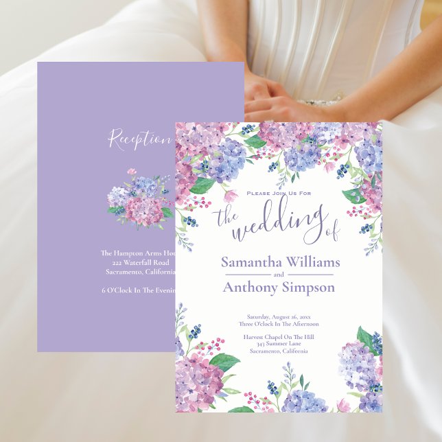 Pastel Hydrangeas Floral Wedding Invitation (Pastel Hydrangeas Floral Wedding Invitation)