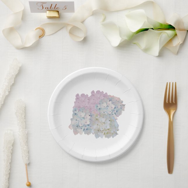 Pastel Hydrangeas Paper Plates (Wedding)