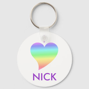 Pastel I Heart Nick Keychain