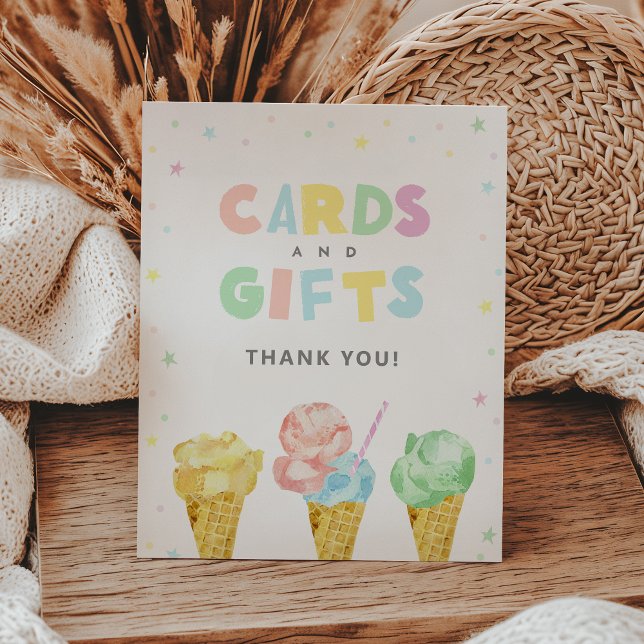 Pastel Ice Cream Birthday Cards and Gifts Sign (Creator Uploaded)