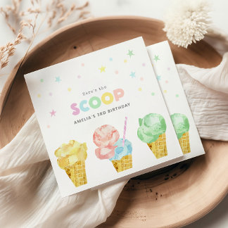 Pastel Ice Cream Birthday Party Napkins