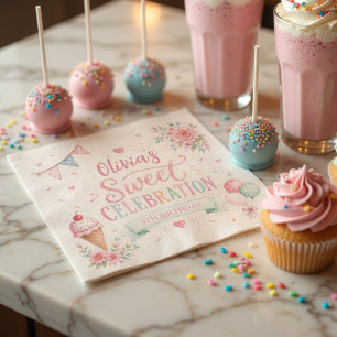 Pastel Ice Cream Birthday Sweet Celebration Napkin