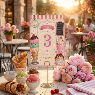 Pastel Ice Cream Birthday Sweet Table Number