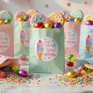 Pastel Ice Cream Birthday Thank You  Classic Round Sticker