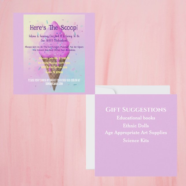 Pastel Ice cream Cone dripping Invitation (Creator Uploaded)