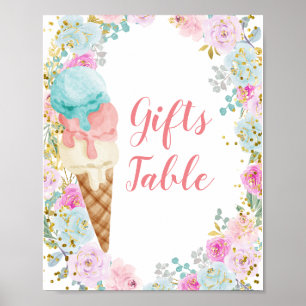 Pastel Ice cream Floral Gifts Table Sign