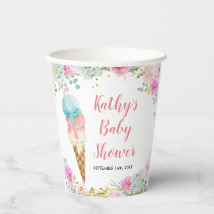 Pastel ice cream floral White Paper Cups