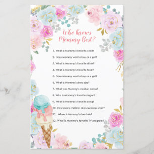 Pastel Ice Cream Floral Who Knows Mummy Best Game