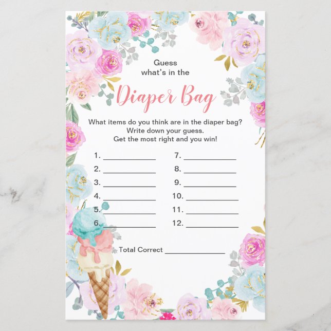 Pastel ice cream Guess What's In the Diaper Bag (Front)