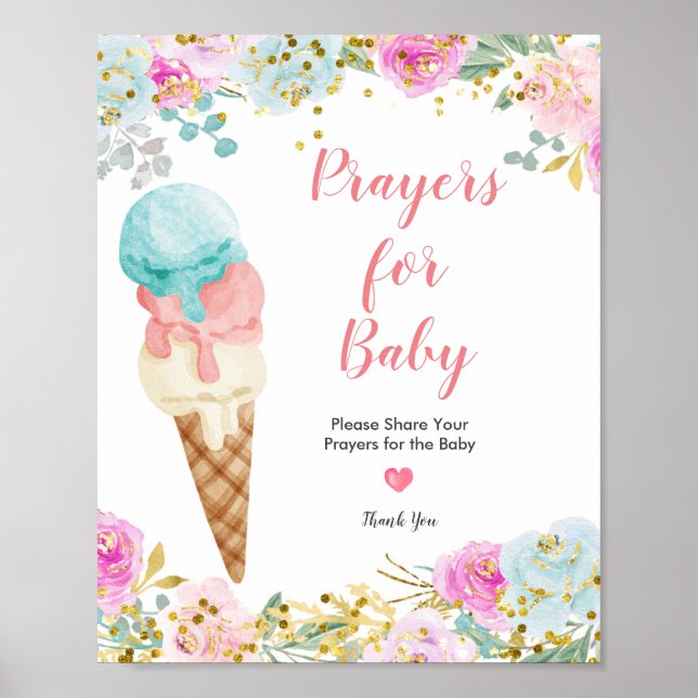 Pastel Ice cream Prayers for Baby Sign (Front)