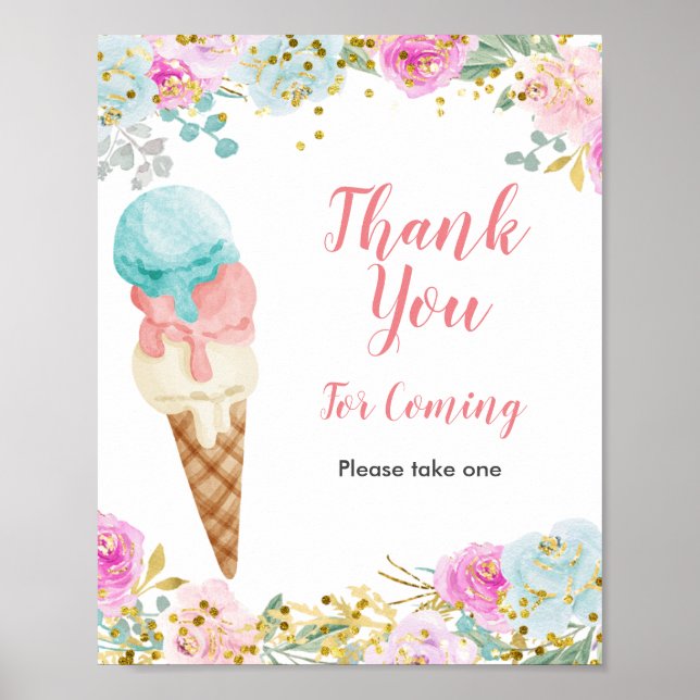 Pastel Ice cream Thank you for coming Favour Sign (Front)