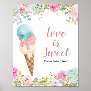 Pastel Ice cream Watercolor Love is Sweet Sign