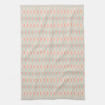 Pastel Ikat Coral Aqua design Kitchen Towel