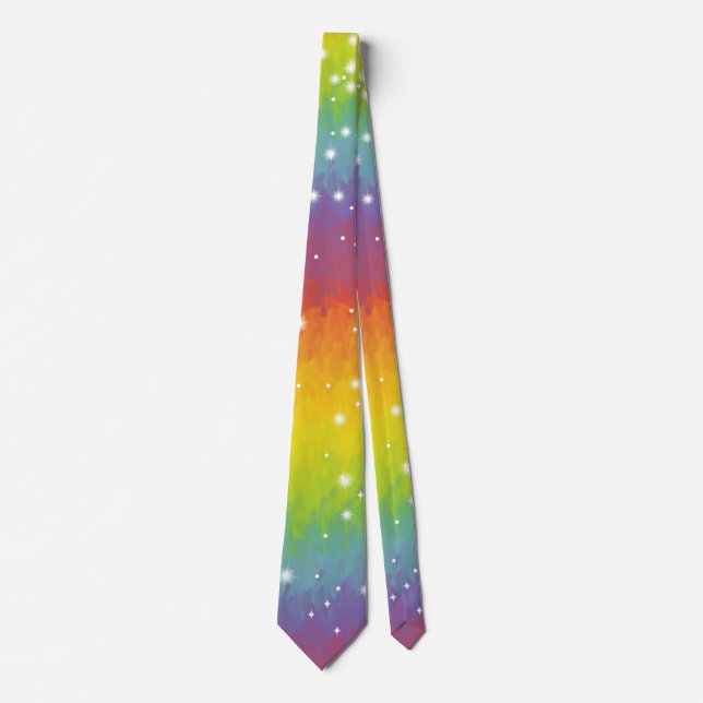 Pastel Impressionist Rainbow Sparkle Celebration Tie (Front)