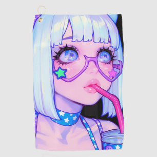 Pastel Internet Girl Star Glasses Golf Towel