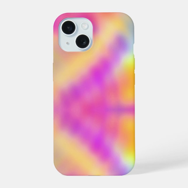 Pastel Iridescent Colourful Gradient Design iPhone 15 Case (Back)