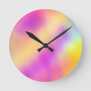 Pastel Iridescent Colourful Gradient Design Round Clock