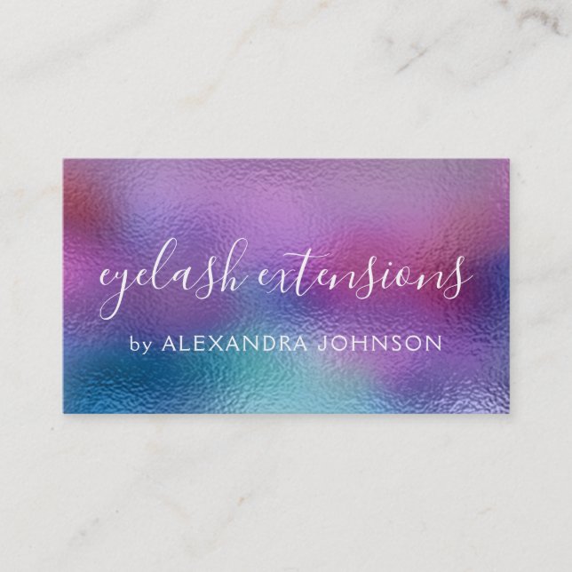 Pastel Iridescent Foil Blue, Purple and Teal Business Card (Front)