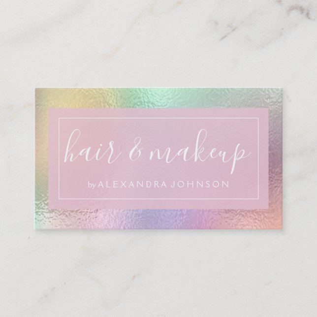 Pastel Iridescent Foil Business Card (Front)