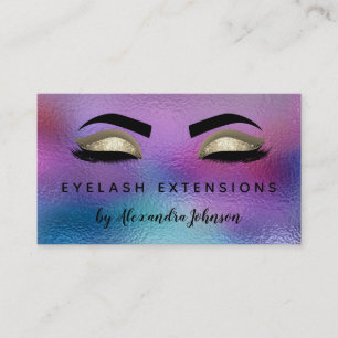 Pastel Iridescent Gold Eyelash Extensions Business Card