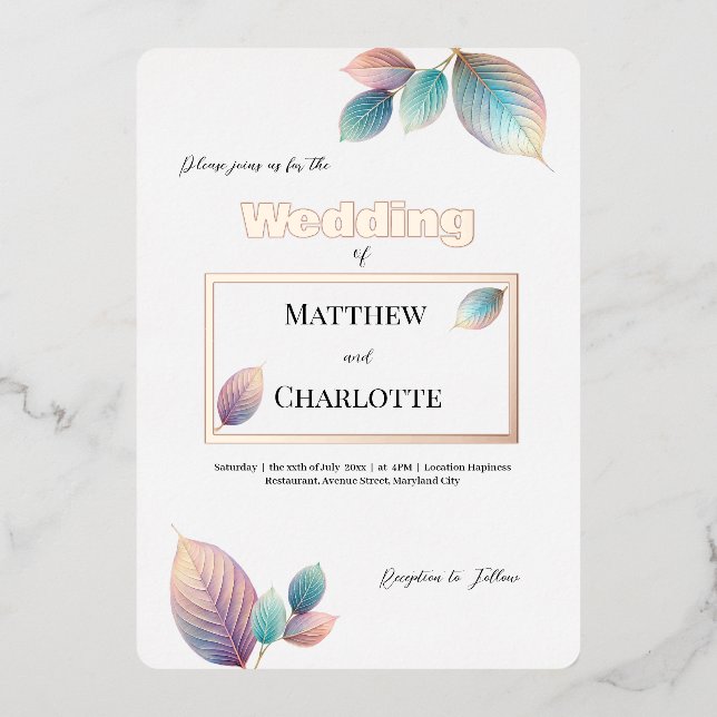 Pastel Iridescent Leaves Wedding Dreamy Pastels (Front)