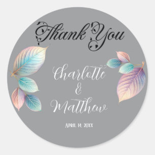 Pastel Iridescent Leaves Wedding Dreamy Pastels Classic Round Sticker