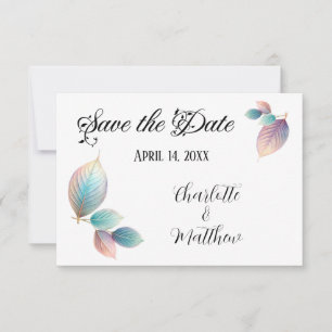 Pastel Iridescent Leaves Wedding Dreamy Pastels Save The Date