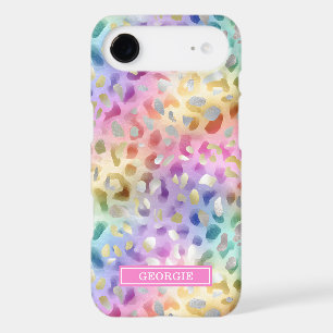 Pastel Iridescent Leopard Print Monogrammed