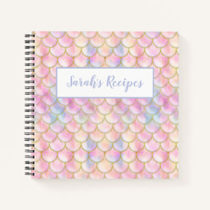 Pastel Iridescent Mermaid Scales Pattern Notebook