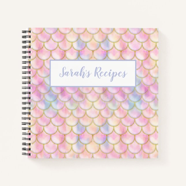 Pastel Iridescent Mermaid Scales Pattern Notebook (Front)